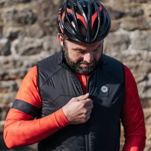 Mens Black Padded Cycling Gilet