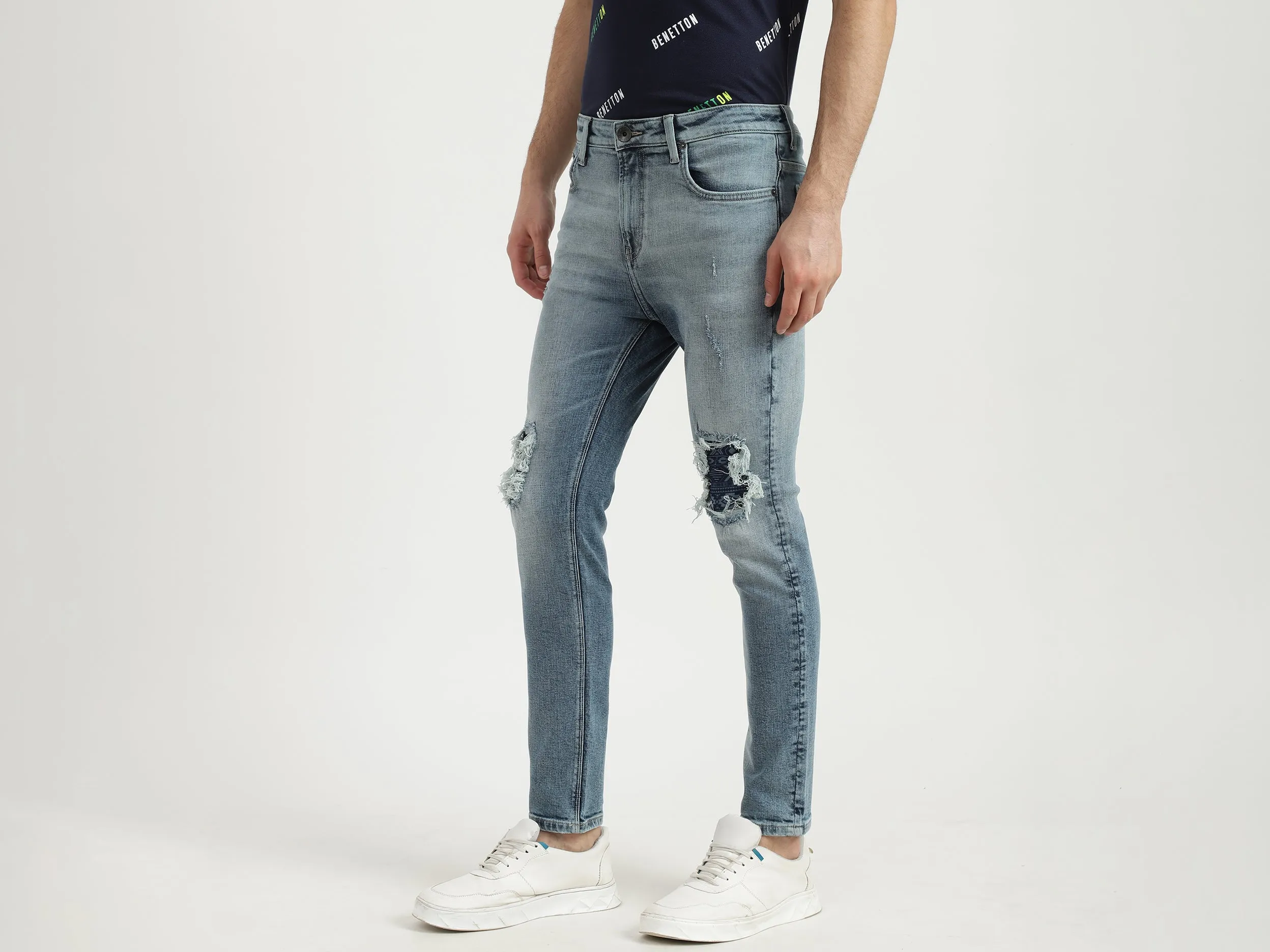 Mens Low Crotch Solid Jeans