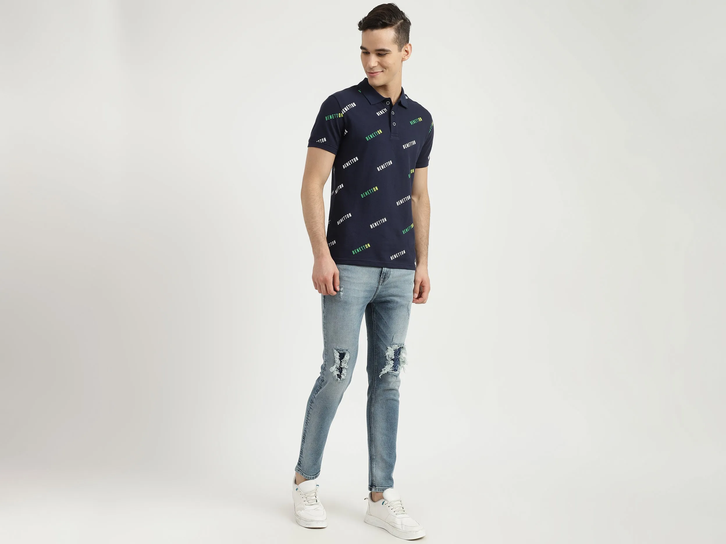 Mens Low Crotch Solid Jeans