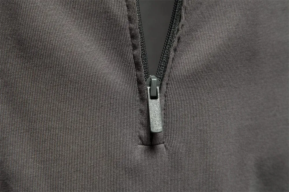 Men’s Modern Zip Polo Shirt with Long Sleeves