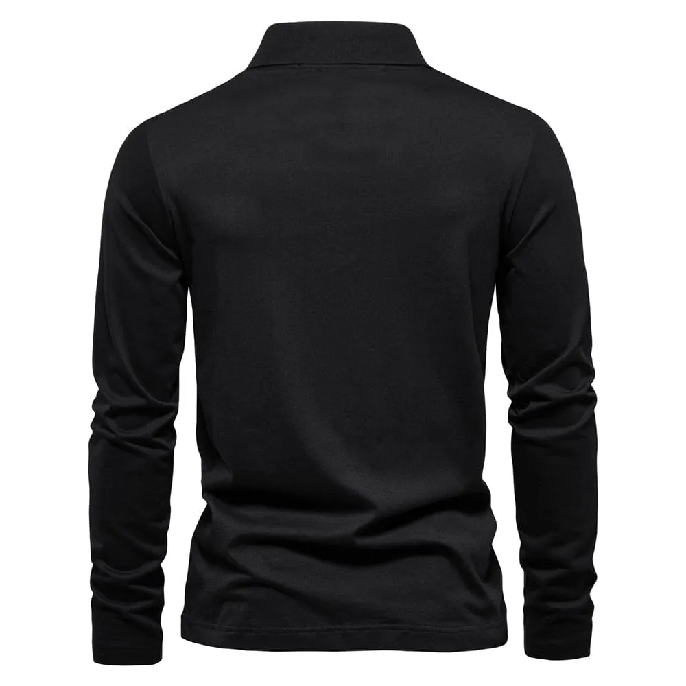 Men’s Modern Zip Polo Shirt with Long Sleeves