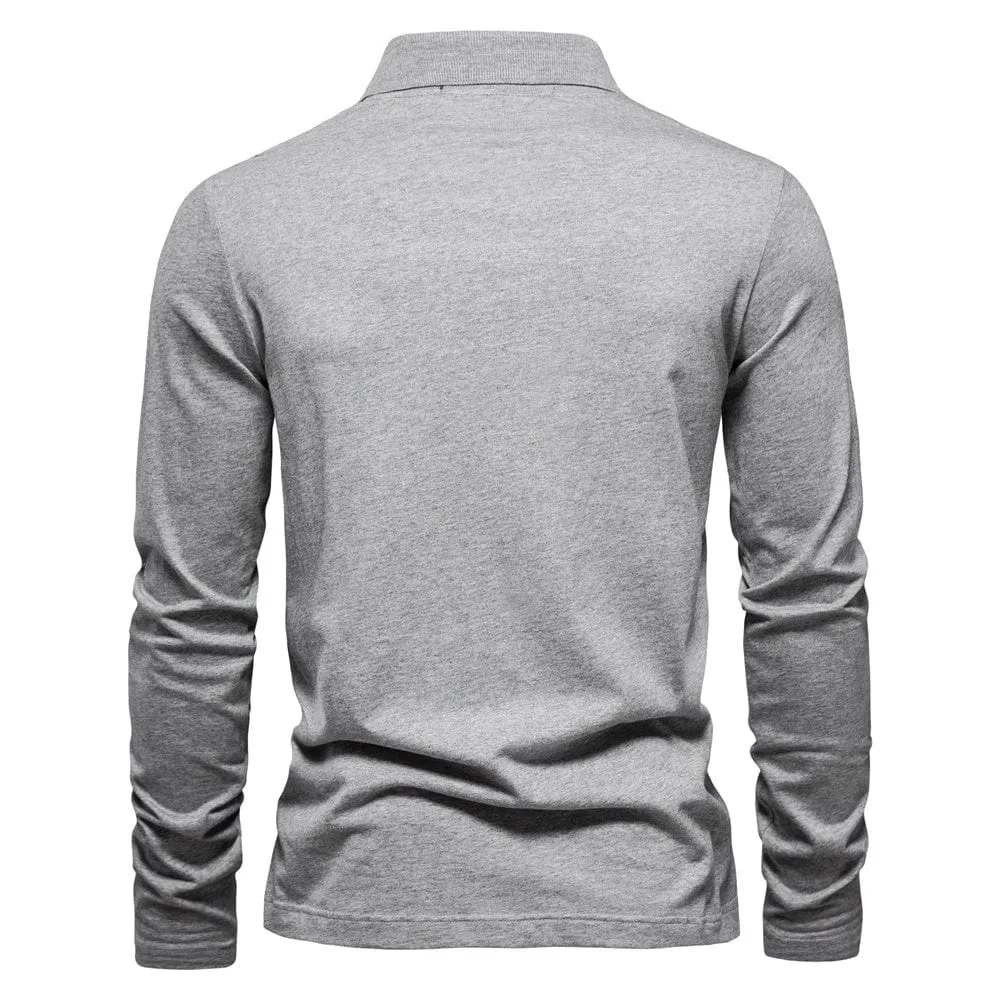 Men’s Modern Zip Polo Shirt with Long Sleeves