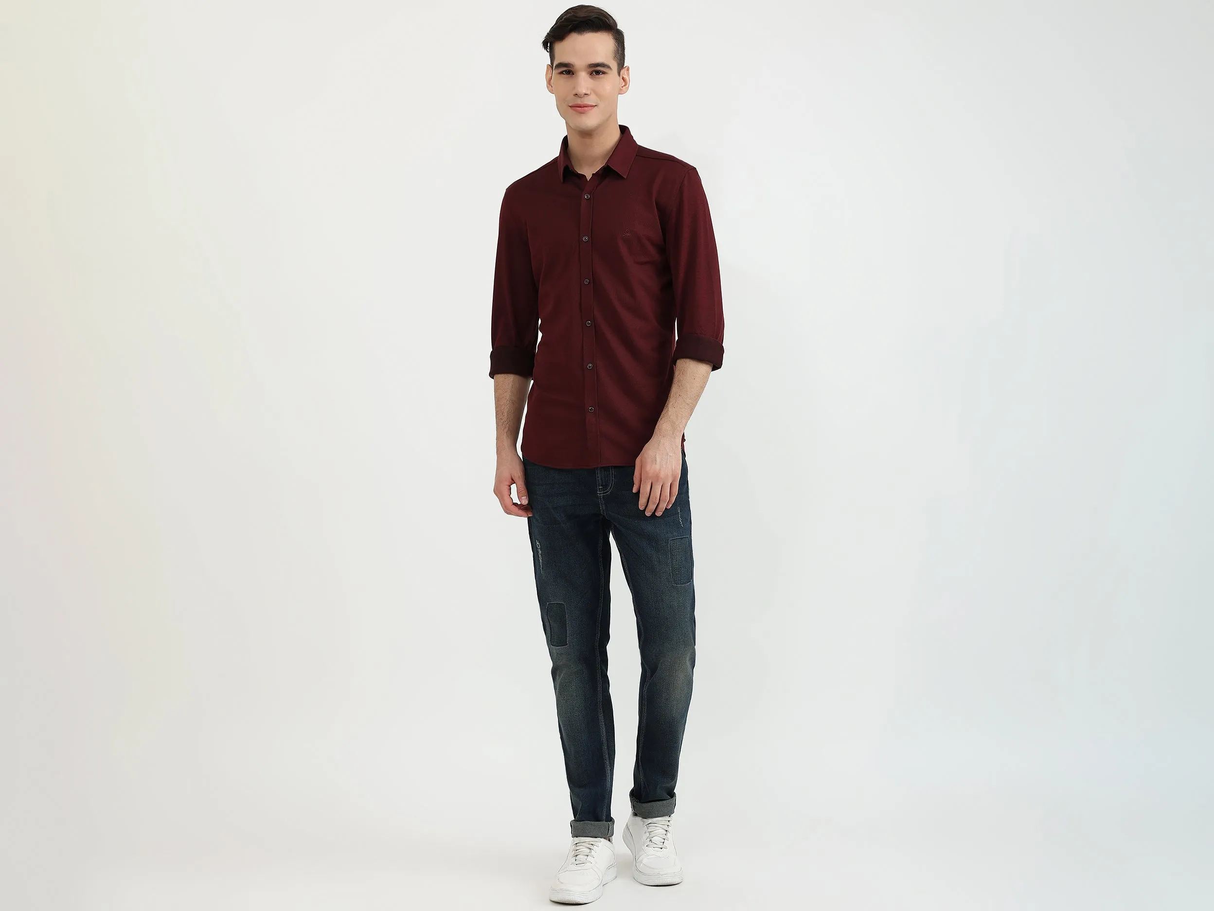 Mens Slim Fit Solid Shirt