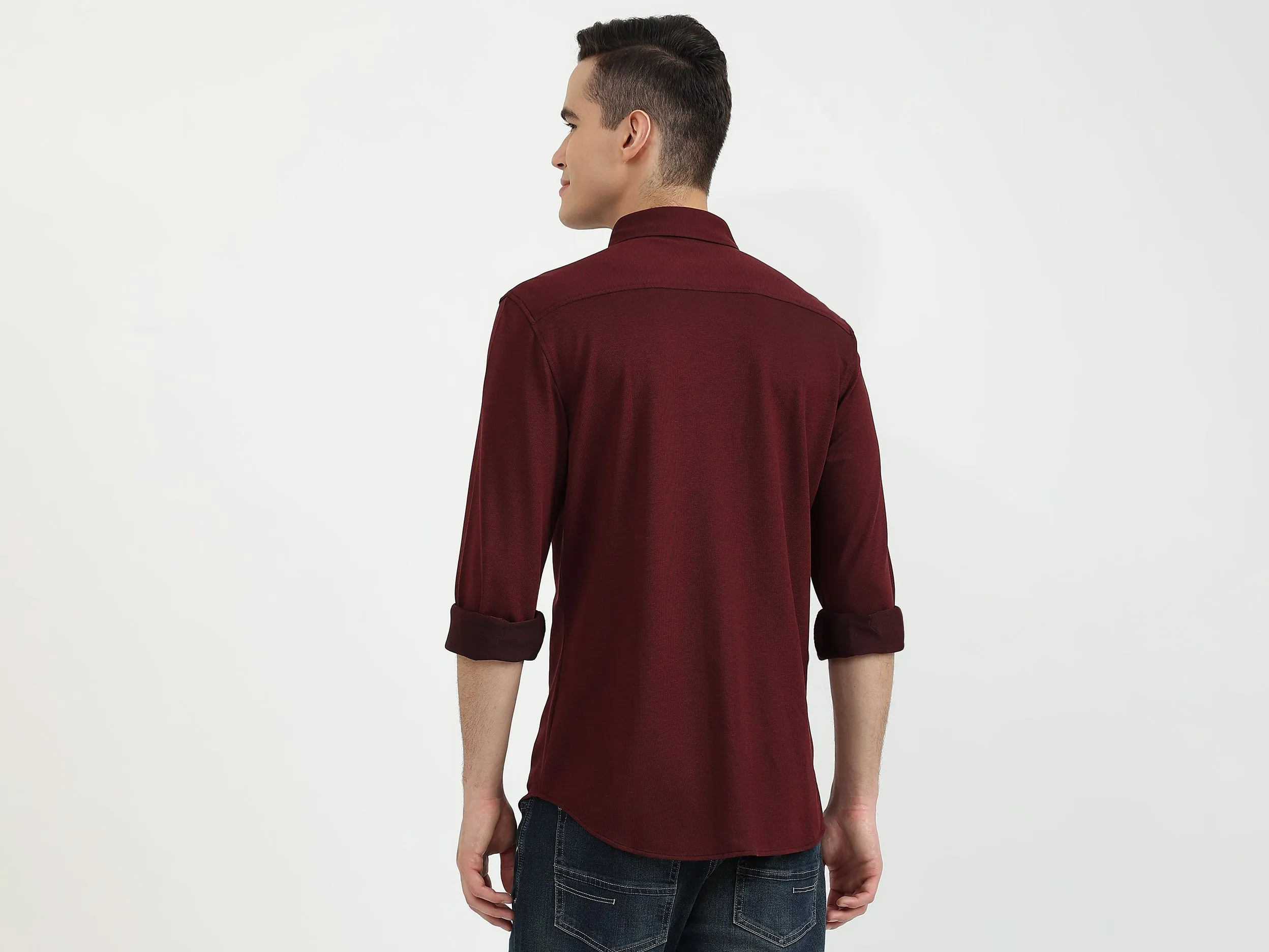 Mens Slim Fit Solid Shirt