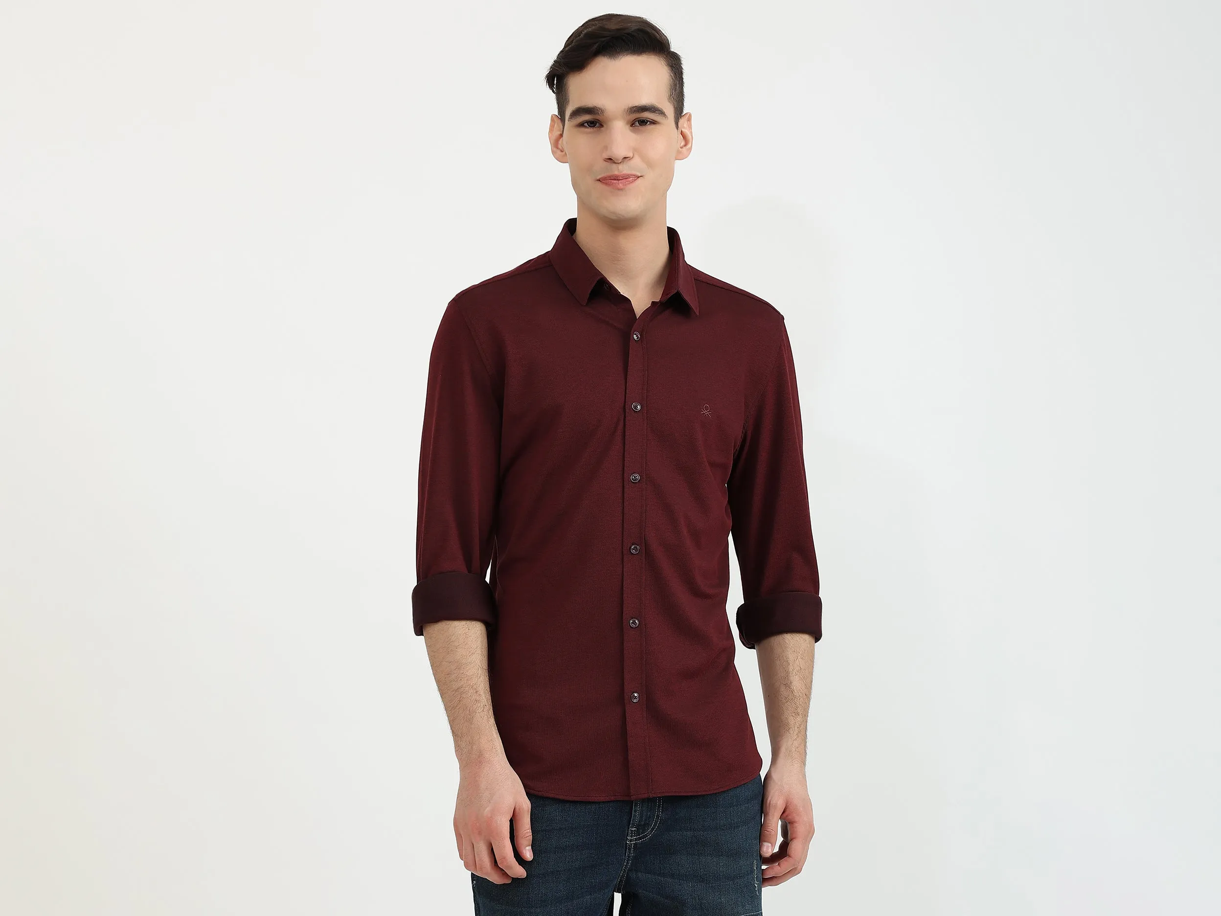 Mens Slim Fit Solid Shirt