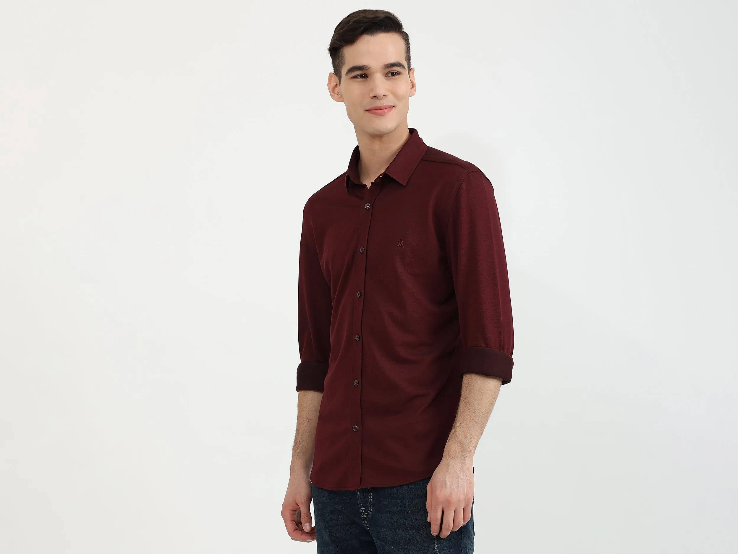 Mens Slim Fit Solid Shirt