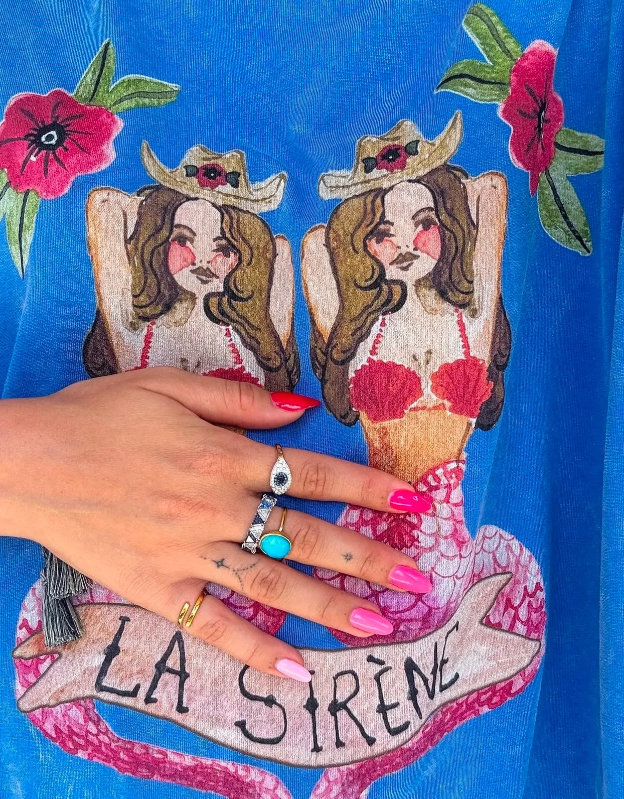 Mermaid La Sirene Oversize Tee | Light Blue
