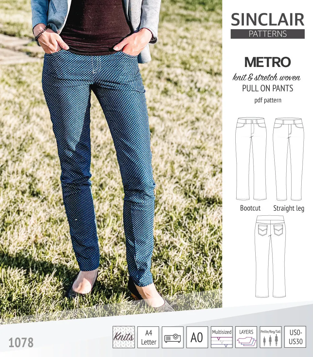 Metro stretch woven pull on pants (PDF)
