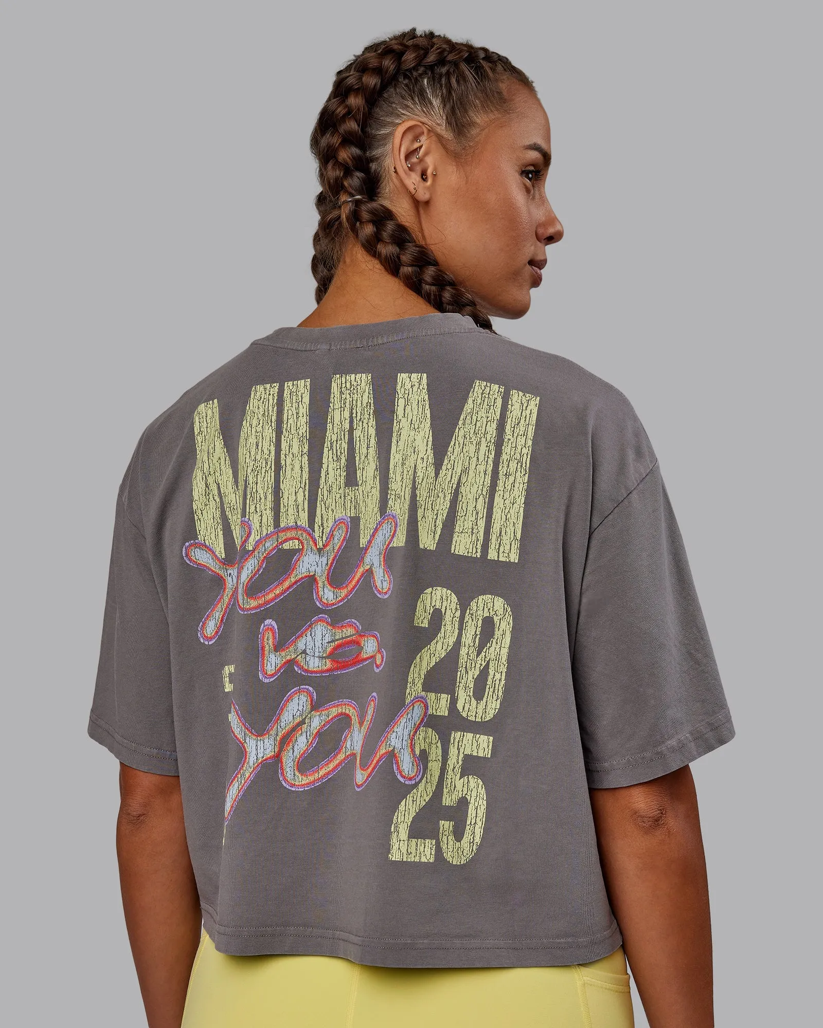 Miami 2025 FLXCotton Cropped Tee - Storm Front-Lemon Fizz