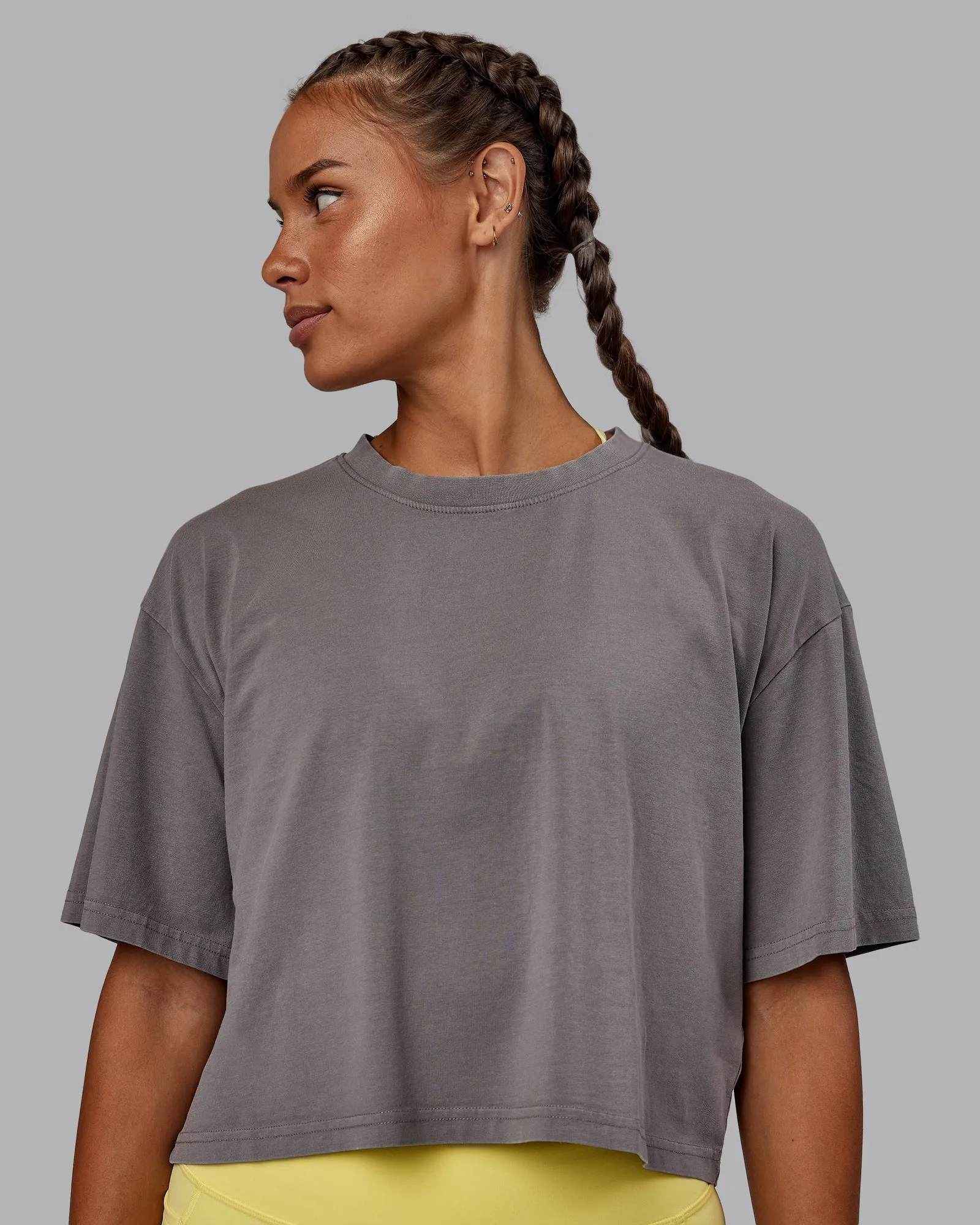 Miami 2025 FLXCotton Cropped Tee - Storm Front-Lemon Fizz