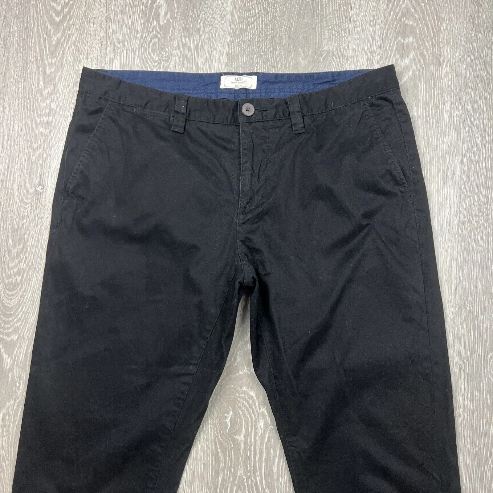MJ Bale Mens Black Slim Chinos Size 36