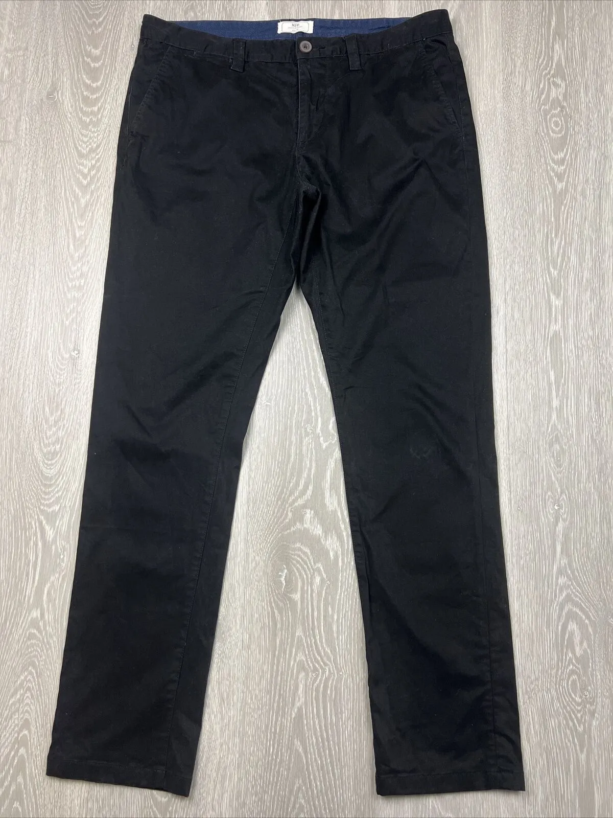 MJ Bale Mens Black Slim Chinos Size 36