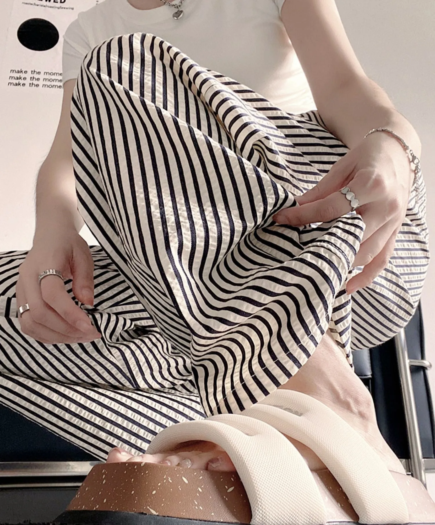 MM6 Striped Wide-Leg Floor-Length Pants