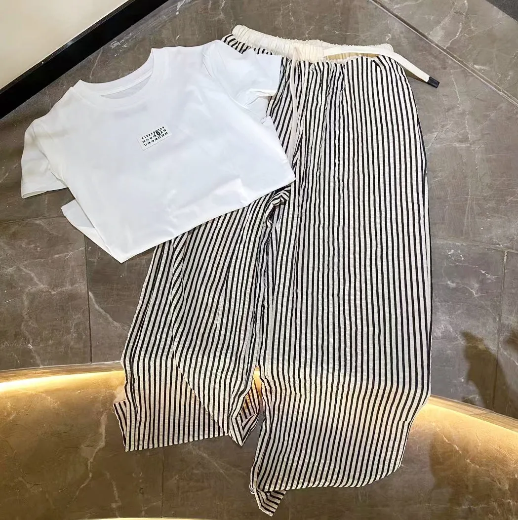 MM6 Striped Wide-Leg Floor-Length Pants