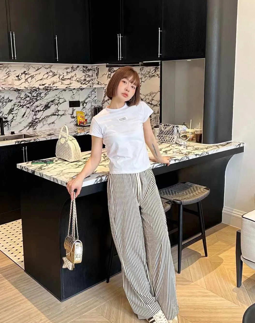 MM6 Striped Wide-Leg Floor-Length Pants