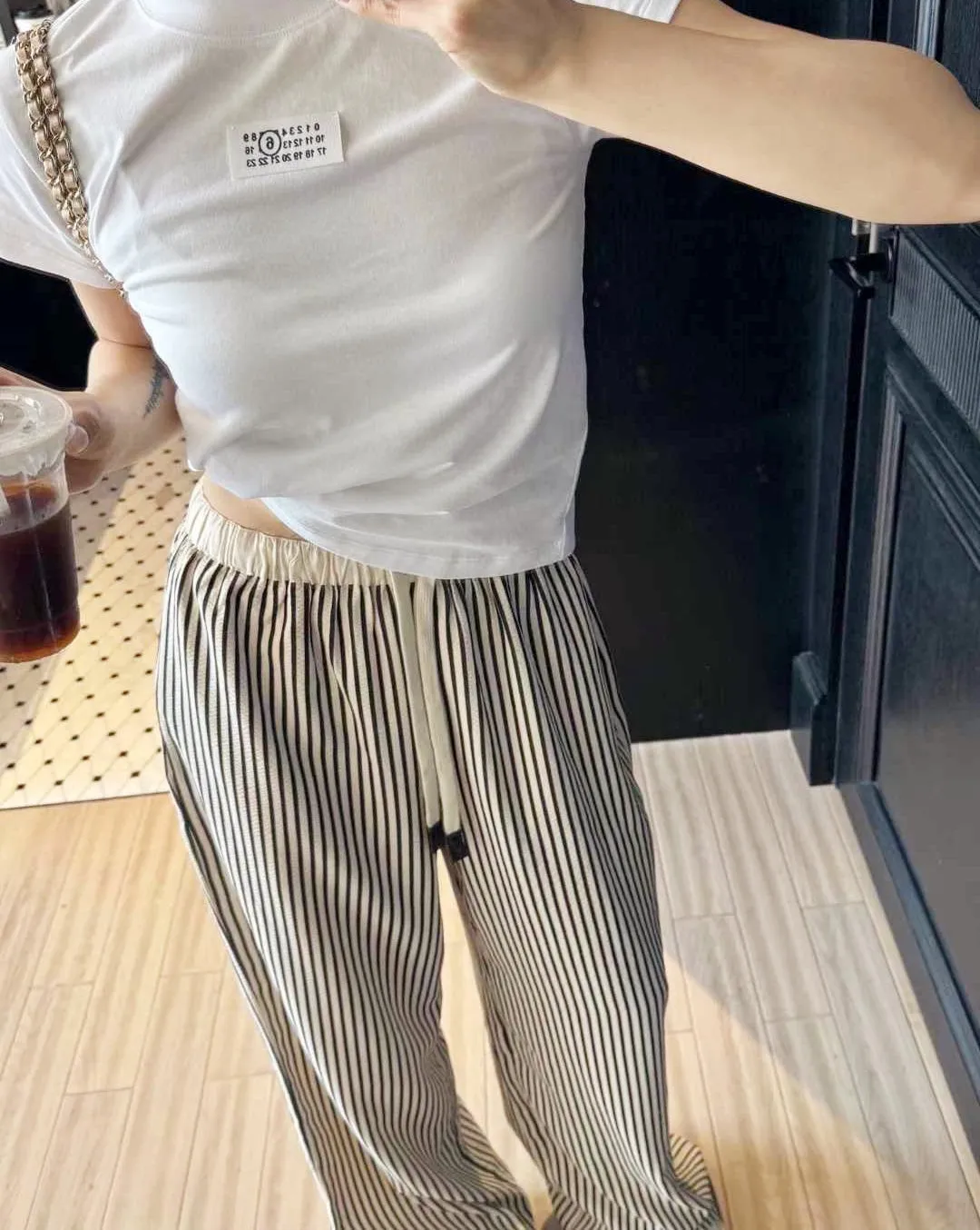 MM6 Striped Wide-Leg Floor-Length Pants