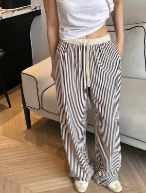 MM6 Striped Wide-Leg Floor-Length Pants