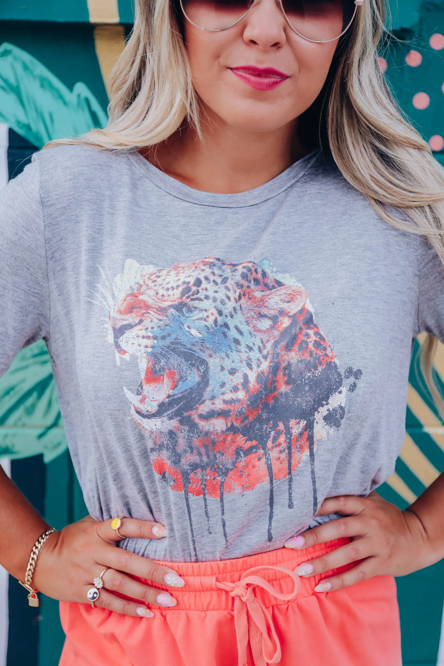 Multi Leopard Drip Graphic Tee
