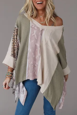 Multicolor Expose Seam Patchwork Oversized Top