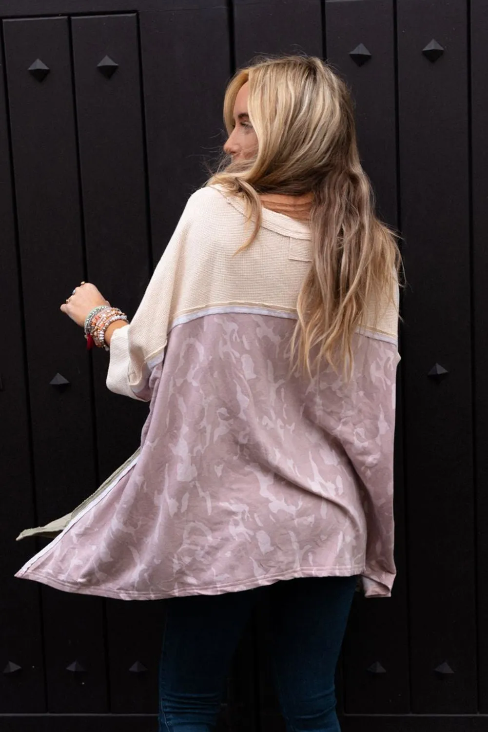 Multicolor Expose Seam Patchwork Oversized Top