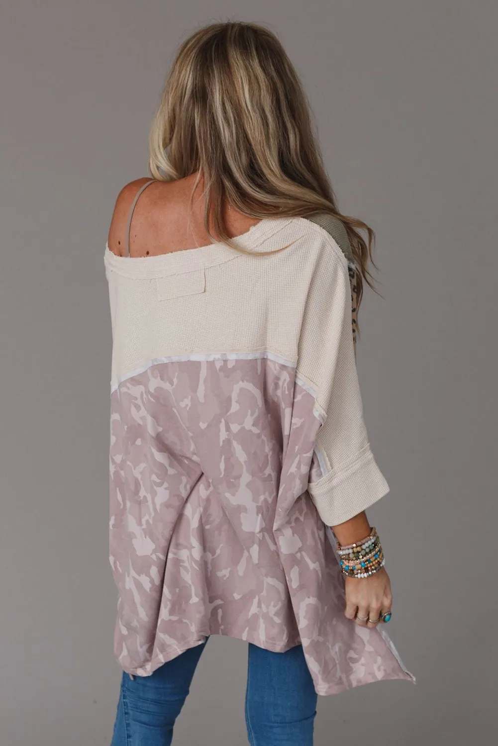 Multicolor Expose Seam Patchwork Oversized Top