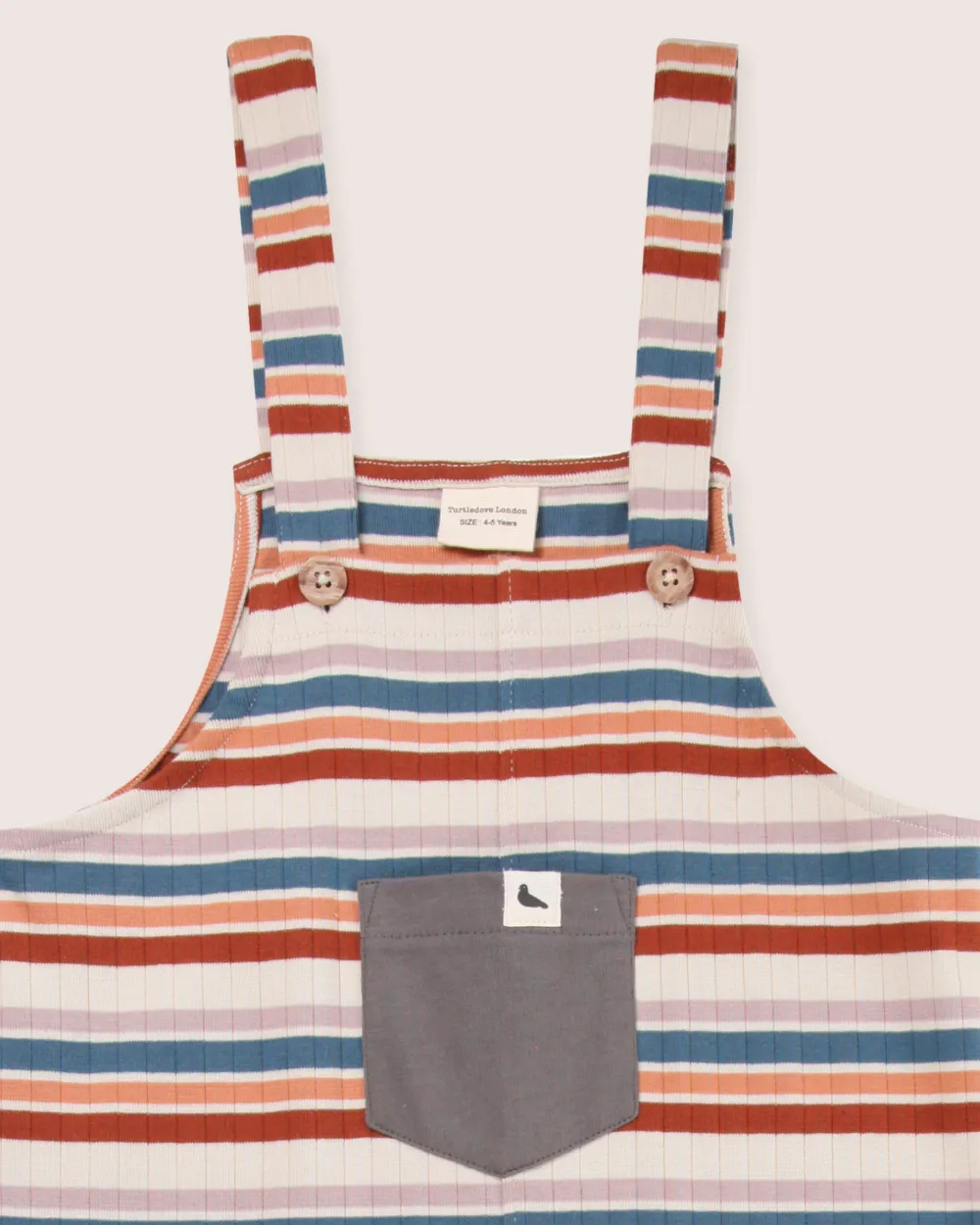 Multicolour Retro Stripe Print Dungarees
