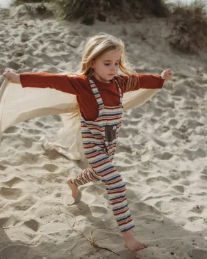 Multicolour Retro Stripe Print Dungarees