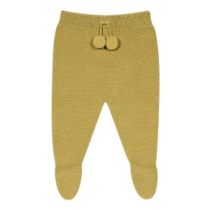 Mustard Knitted Pom Pom Leggings