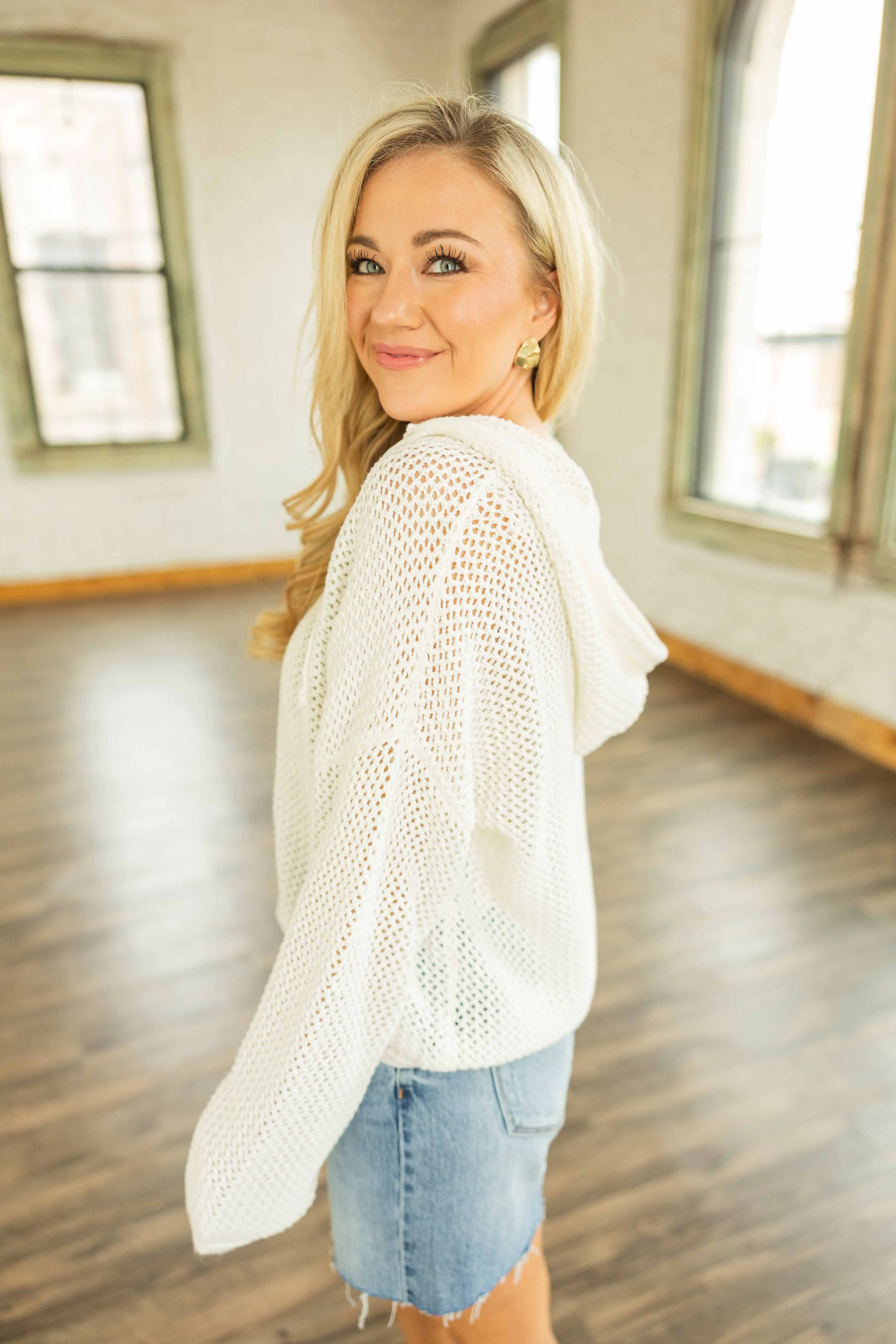 MYLA OPEN KNIT HOODIE