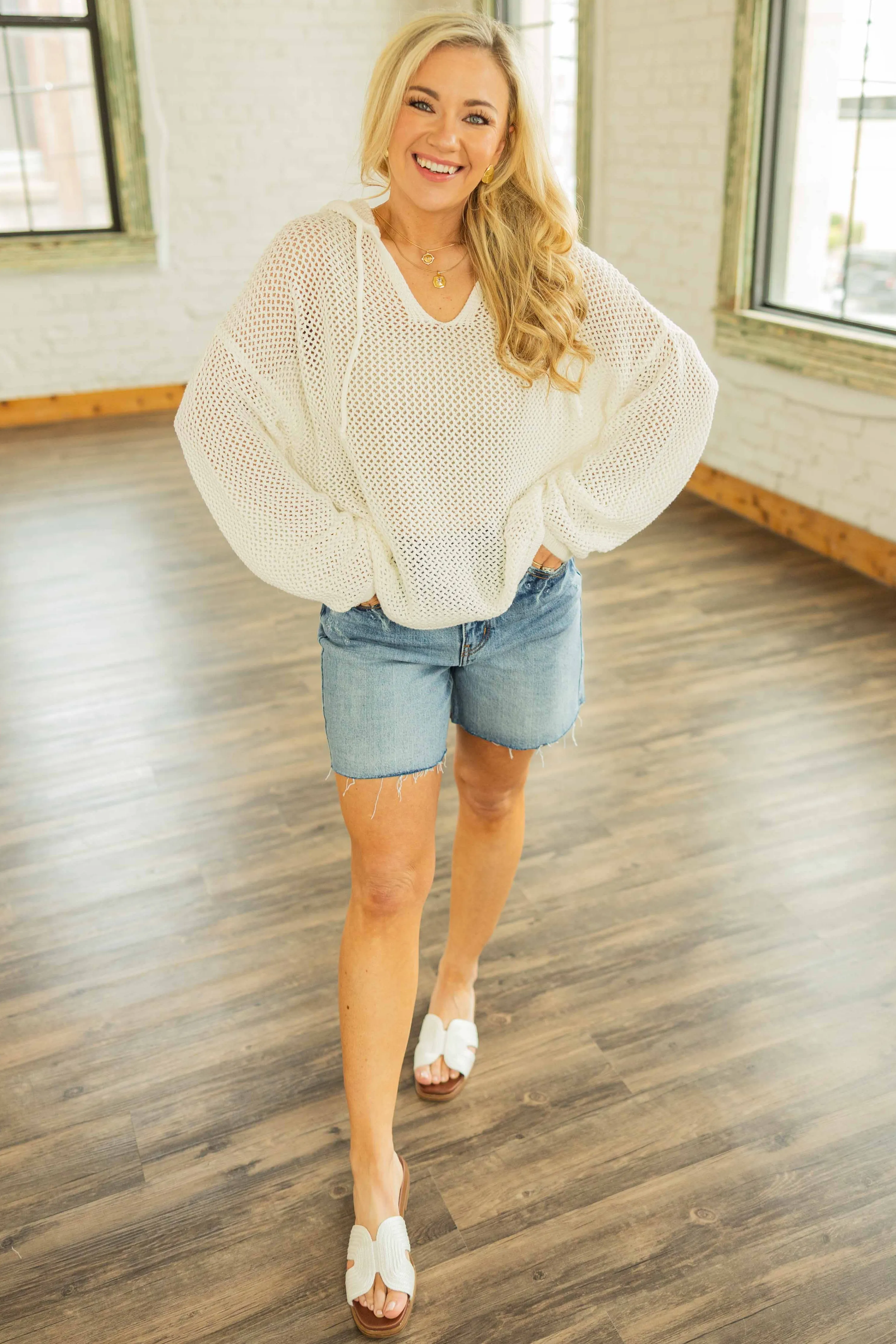 MYLA OPEN KNIT HOODIE