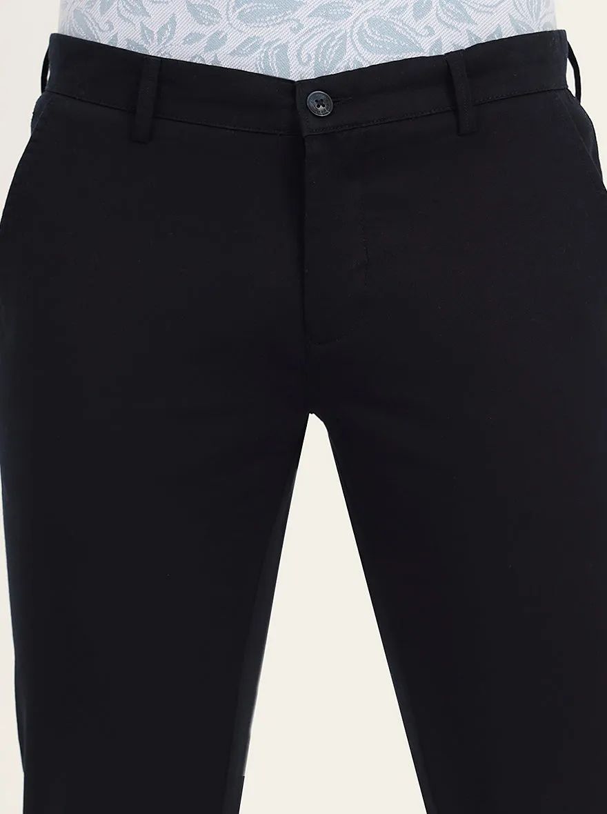 Navy Blue Solid Super Slim Fit Casual Trouser | Greenfibre