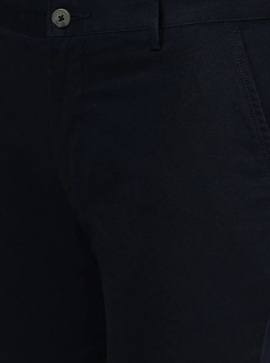Navy Blue Solid Super Slim Fit Casual Trouser | Greenfibre