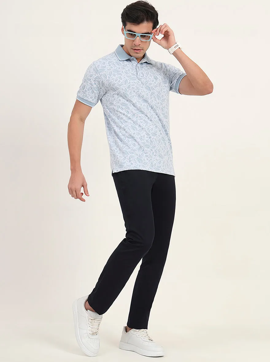 Navy Blue Solid Super Slim Fit Casual Trouser | Greenfibre