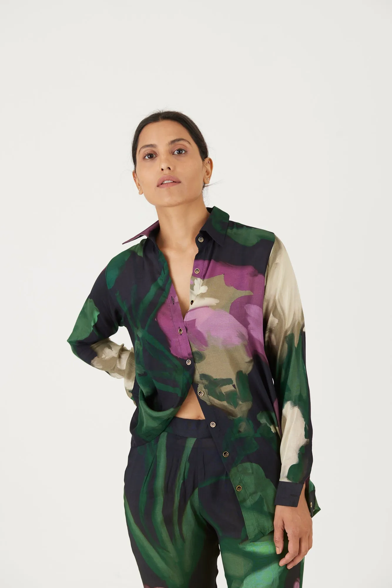New Season Fall 24/Summer 25-Coord Set-Crepe-Sara Green-YAMLS56-Fashion Edit Yam
