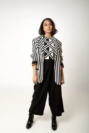 New Season Summer/Fall 2024-Pants Wide Solid Dyed Cotton Shrey Black White -Ka-Sha - Fashion Edit Aseem