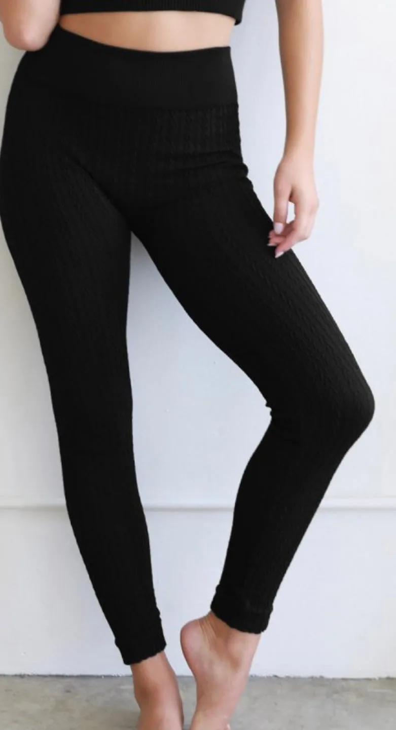 Nikibiki Cable Knit Leggings (3 Color Choices)