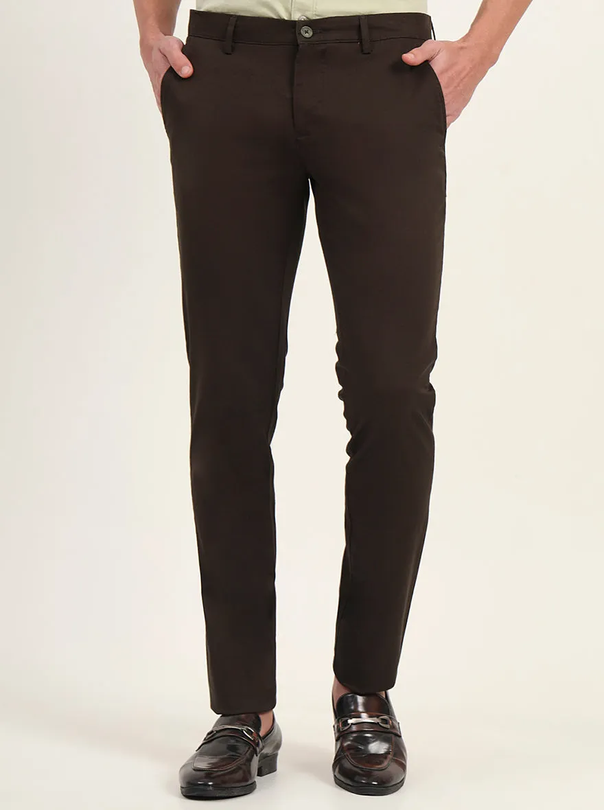 Olive Solid Super Slim Fit Casual Trouser | Greenfibre