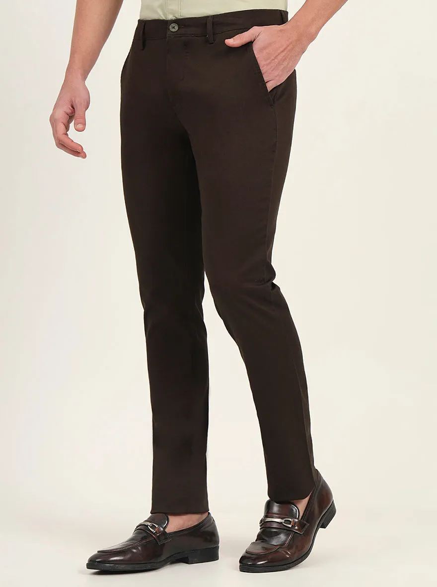 Olive Solid Super Slim Fit Casual Trouser | Greenfibre
