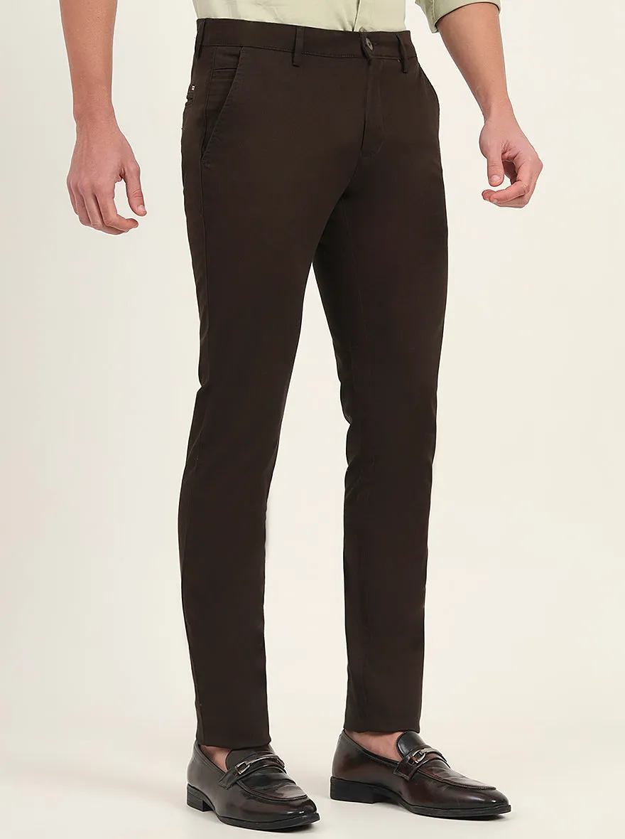 Olive Solid Super Slim Fit Casual Trouser | Greenfibre