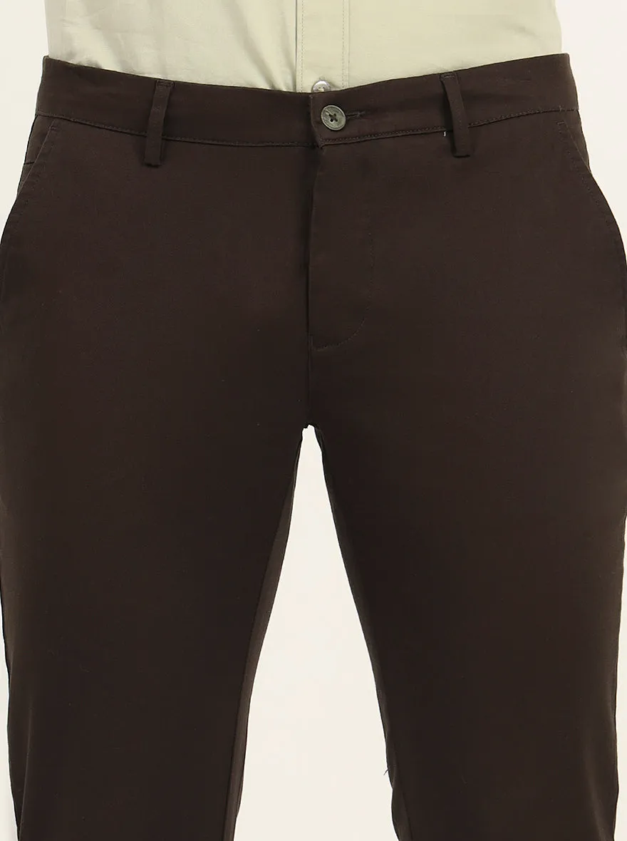 Olive Solid Super Slim Fit Casual Trouser | Greenfibre