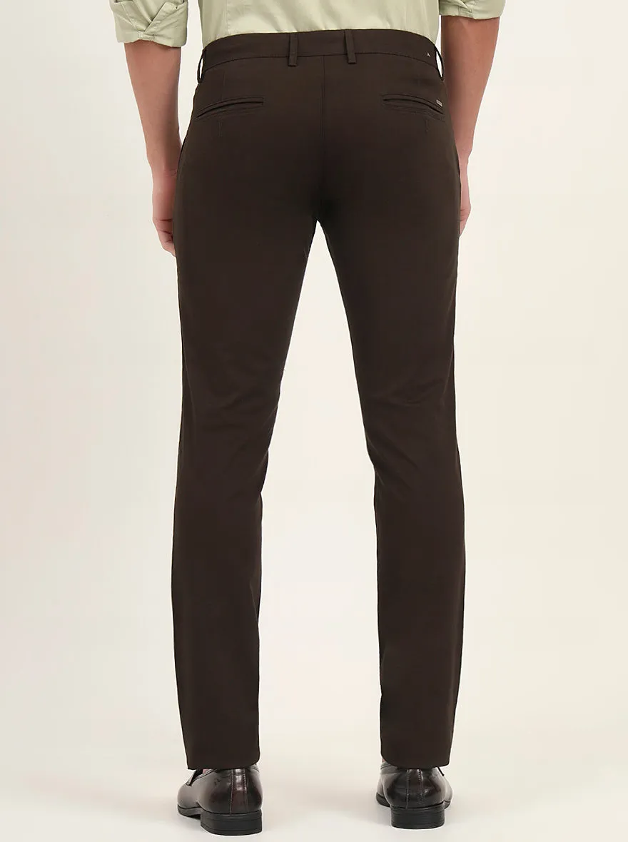 Olive Solid Super Slim Fit Casual Trouser | Greenfibre
