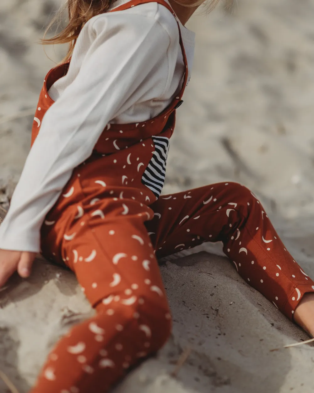 Orange Half Moon Print Dungarees