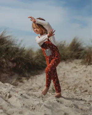 Orange Half Moon Print Dungarees
