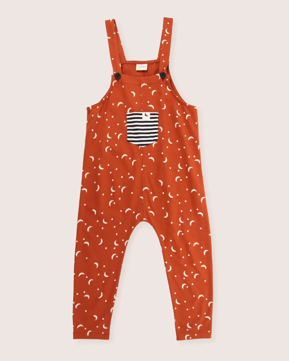 Orange Half Moon Print Dungarees