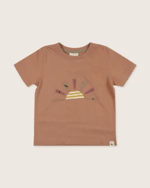 Orange Rising Sun Applique T-Shirt