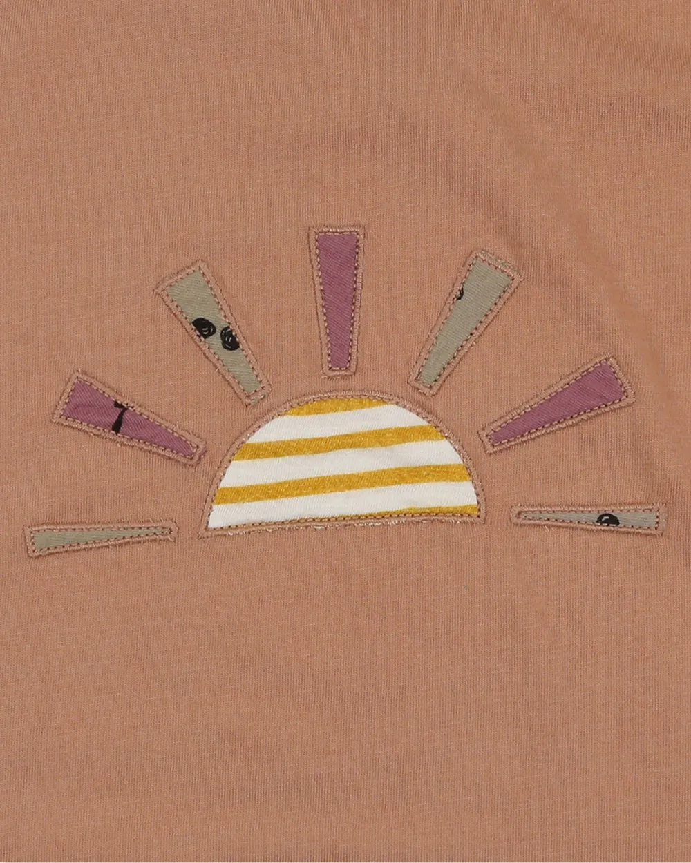 Orange Rising Sun Applique T-Shirt