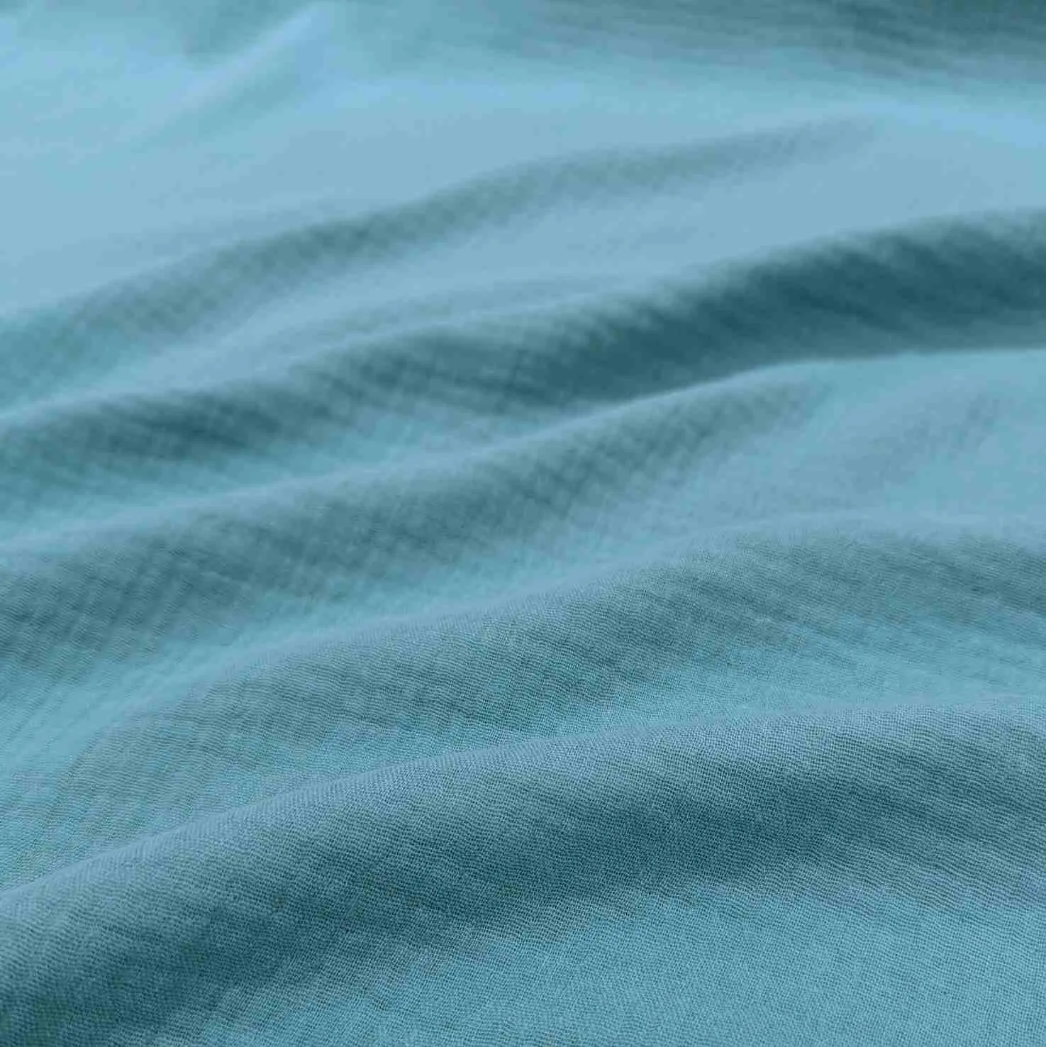 Organic Cotton Double Gauze, Aqua - 1.93m remnant