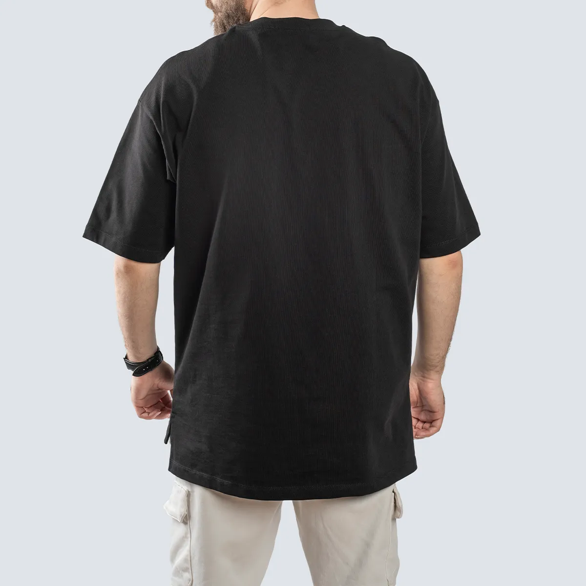 Oversized Split Tee . Black
