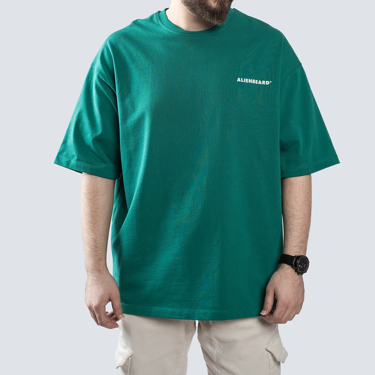 Oversized Split Tee . Green