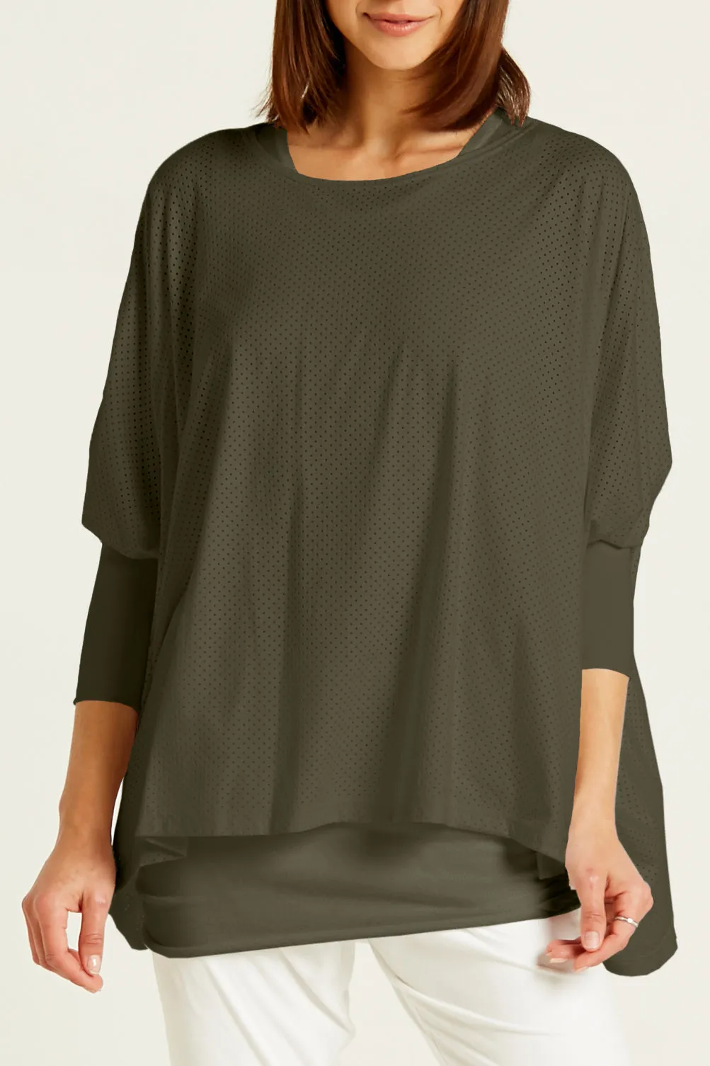 Perforated Suede Slouchy Top